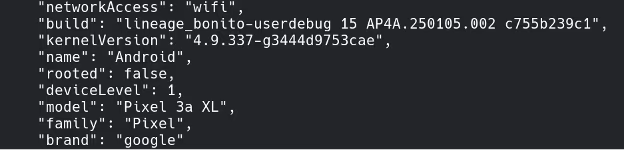 Application sending data to its server, reporting device as not identified as rooted